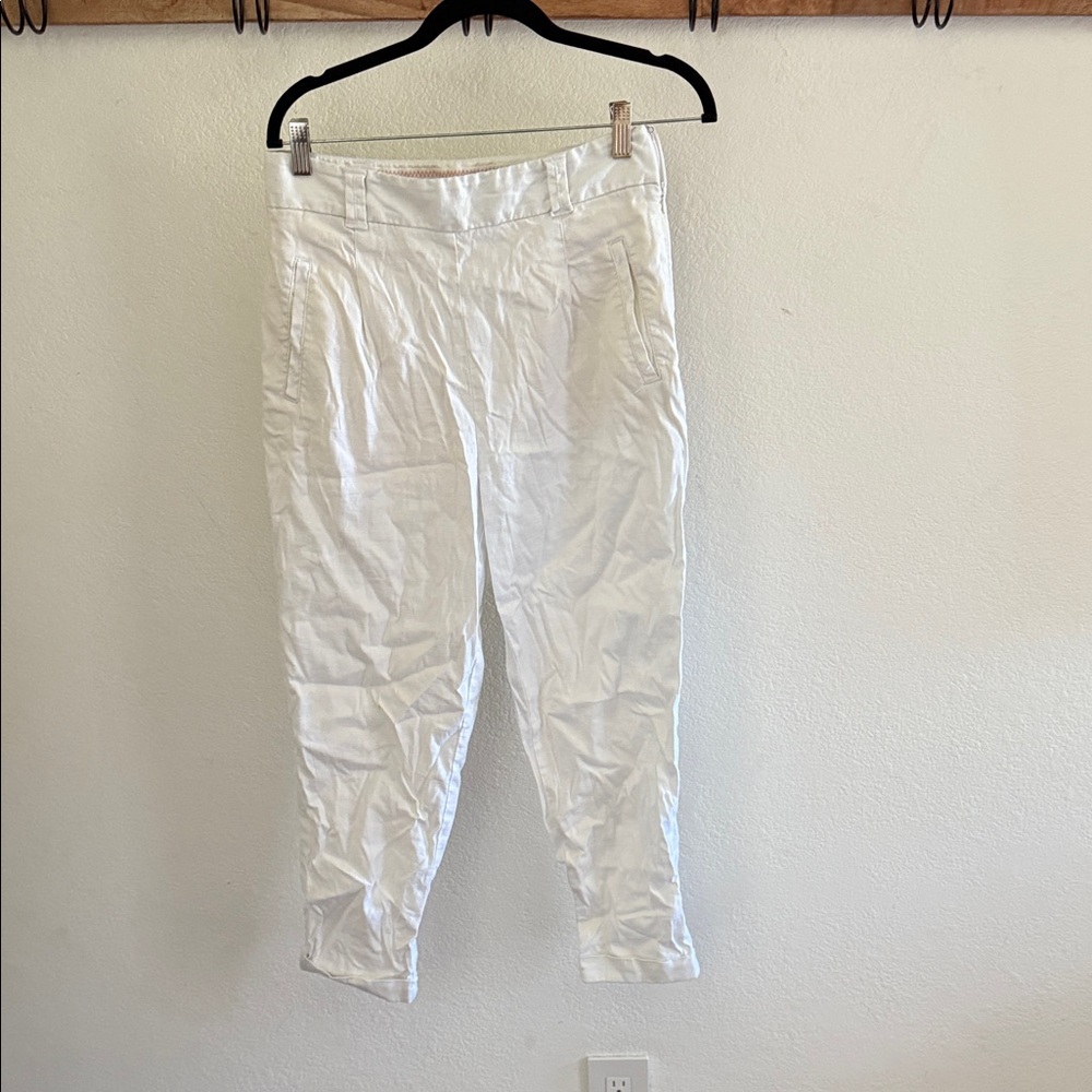 Anthropologie Crisp White Ankle Pants